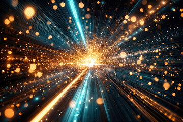 Aufkleber - A vibrant, cosmic tunnel of light and particles, radiating energy and movement.