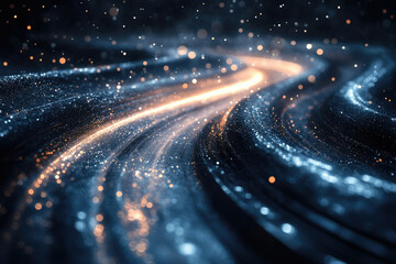 Aufkleber - Abstract swirling cosmic dust and glittering particles, creating a mesmerizing galaxy-like visual.