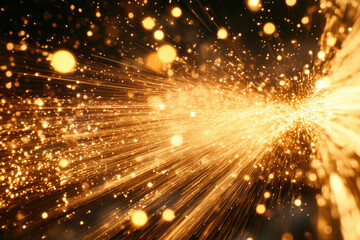 Aufkleber - Golden light streaks and sparkles burst outwards, creating a radiant and energetic explosion of light.