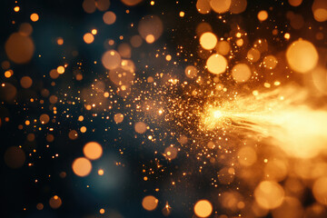 Aufkleber - Glowing sparks and bokeh create a dynamic, fiery, and abstract image.