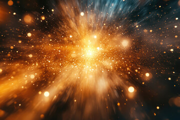 Aufkleber - Golden explosion of light and sparkles, radiating outwards in a dazzling burst of energy.