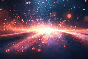 Aufkleber - Glowing particles create a vibrant, cosmic landscape with warm and cool tones.