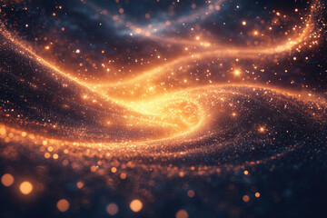 Aufkleber - A swirling galaxy of golden dust and glittering stars, cosmic dance of light and energy.