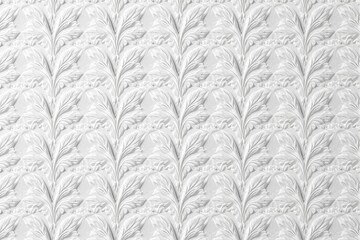 Wall Mural - Elegant white floral pattern in delicate embossed style on a light background.