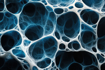 Leinwandbilder - Intricate network of interconnected nodes and spaces, resembling a complex biological structure or abstract art.
