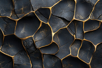 Poster - Abstract dark stone texture with golden veins, luxurious and elegant design.