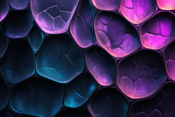 Fototapete - Abstract purple and blue organic shapes, resembling cells or bubbles, create a visually striking texture.