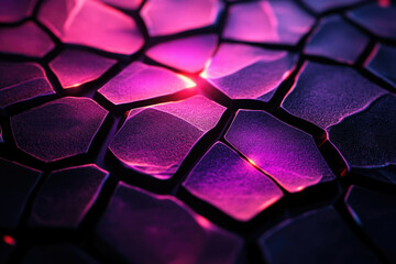 Fototapete - Abstract close-up of a cracked, dark purple surface with vibrant pink highlights.