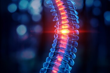 Poster - Visual representation of a human spine with highlighted neural pathway emphasizing health and wellness in anatomy