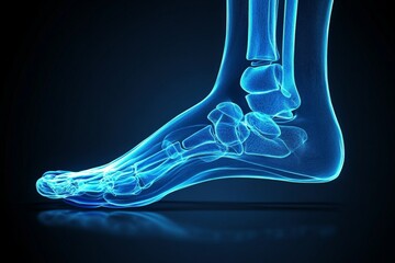 Poster - Anatomical illustration of a human foot highlighting bone structure and joint details