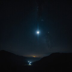 a single glowing star in an infinite black sky