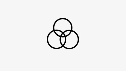 Rotating three circle combination icon. Three overlapping circles icon. line art illustration background.