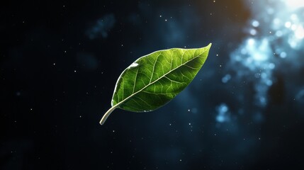 Canvas Print - 3D rendering of single leaf in space