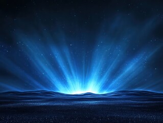 Wall Mural - Serene Blue Horizon with Radiant Light and Starry Sky at Dusk