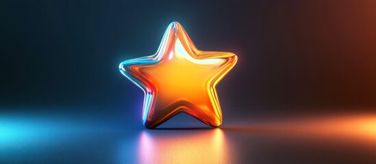 Glowing 3D Star Icon on Dark Background