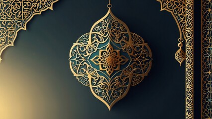 Wall Mural - golden ornament on a dark background