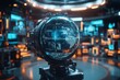 © ChaoticMind - Futuristic holographic globe featuring digital data in a high-tech environment at night