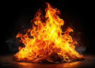 Wall Mural - Super Slow Motion Fire Flames Isolated on Black Background - High Speed Cinema 1000fps Stock Photo