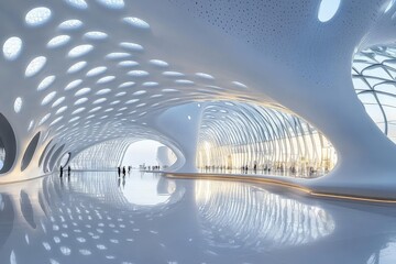 Aufkleber - Modern architecture in a bright spacious interior showcasing creative design and reflective surfaces