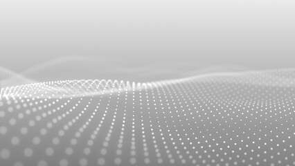 Canvas Print - abstract technology background of white digital waves on light gradient background. wireless technol