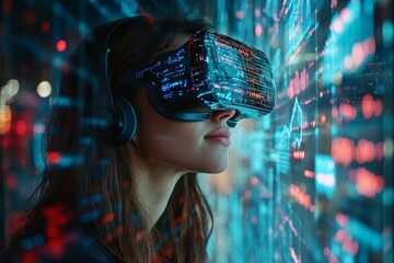 Poster - Immersive virtual reality experience with digital data visualizations in a high-tech environment