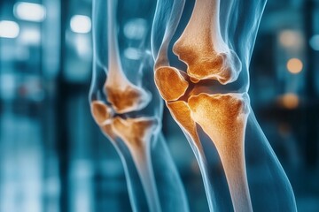 Poster - Detailed view of knee joints showcasing structure and function in a medical setting