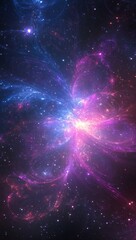 Wall Mural - abstract background with glowing lines in blue, purple, and red colors, creating a sense of space