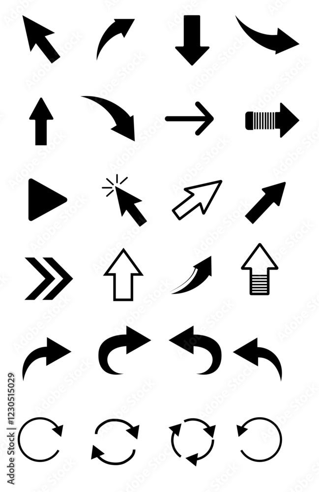 Arrows set of 100 black icons. Arrow icon. Arrow vector collection ...