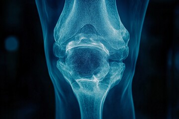 Poster - Detailed view of a human knee joint highlighting structure and anatomy in medical imaging