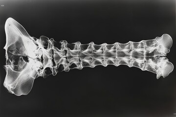 Poster - Detailed x-ray showing the spinal structure of a vertebrate from a unique top-down view in a medical facility setting