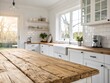 © Danicha - White Kitchen with Rustic Wooden Countertop - Bright, Clean, Modern Design