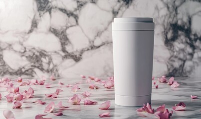 Poster - Concept of calm and serenity, as the cup and petals create a peaceful atmosphere