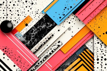 Poster - Modern geometric design featuring vibrant colors and abstract shapes suitable for creative backgrounds