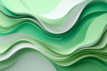 Fototapete - Shades of green paper layers create a serene and textured abstract composition