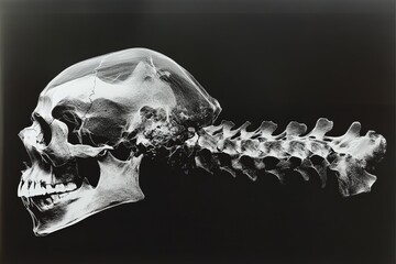 Poster - X-ray of a skull and spine showcasing detailed anatomy in a clinical setting
