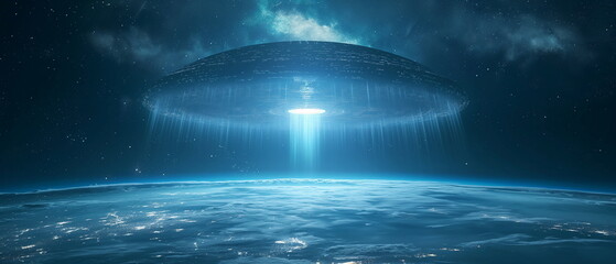 Wall Mural - A huge mothership with a smooth metallic surface h_004