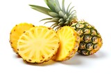 Pineapple isolated on white background. Flat lay
