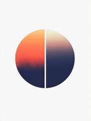 Leinwandbilder - Abstract circular design featuring a gradient of warm and cool colors with a split down the center. Generative AI