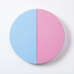 Aufkleber - A round display shows a harmonious split of blue and pink colors, perfect for adding a playful touch to modern interior settings