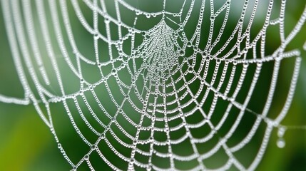 Dewdrops Adorn Intricate Spiderweb Threads