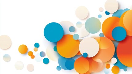 Wall Mural - Colorful abstract composition of overlapping circles and bubbles in vibrant shades on a white background