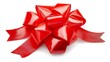 © ColorfulFlowerStudio - Vibrant Red Gift Bow with Ribbons on White Background