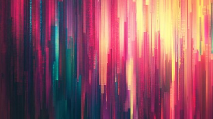 Wall Mural - a vibrant abstract pattern featuring vertical streaks in hues of pink, blue, and yellow, evoking a s