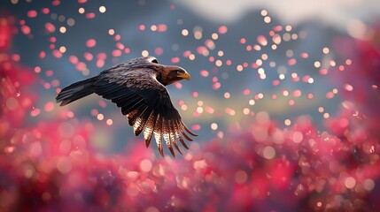 Wall Mural - a bird soaring through the sky with its wings fully extended