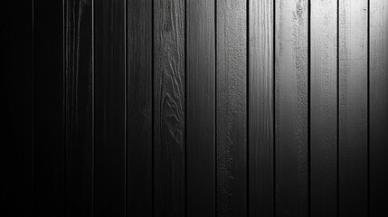 Black wood dark texture background from natural tree, showcasing dark, aged wooden surface of an old fence with a minimalist, blurred empty space and bright light tone