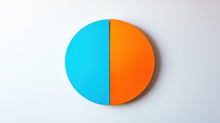 Aufkleber - Colorful circular design with blue and orange split creating a modern decorative piece in a minimalist space. Generative AI