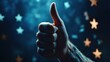 © Johannes - Hand giving thumbs up with five-star rating overlay, symbolizing customer satisfaction and positive service feedback.