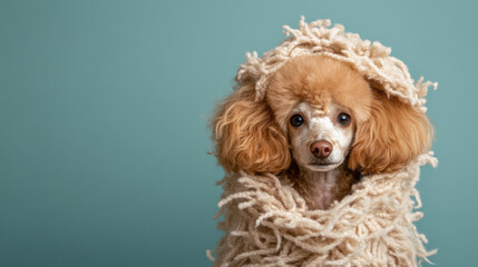 Wall Mural - Poodle dog, A stylishly groomed poodle with a fashionable haircut, captured in high fidelity for stock image use.