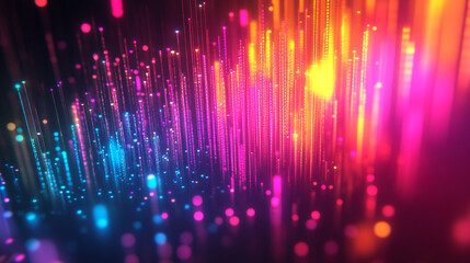 A creative binary coding texture with flowing software programming code rendered in 3D minimalistic bright light tones and blurred background with empty space for captions

