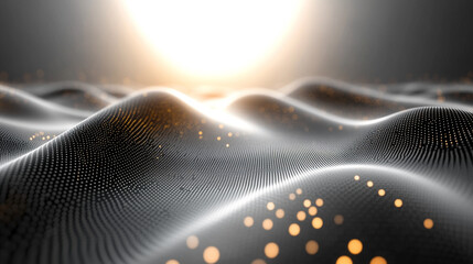 A creative binary coding texture with flowing software programming code rendered in 3D minimalistic bright light tones and blurred background with empty space for captions

